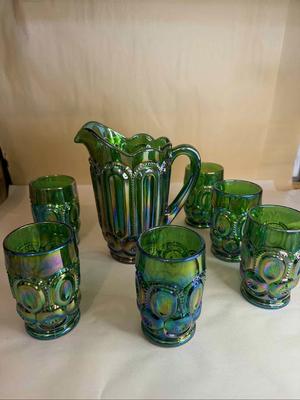 Carnival Glass Pitcher in green